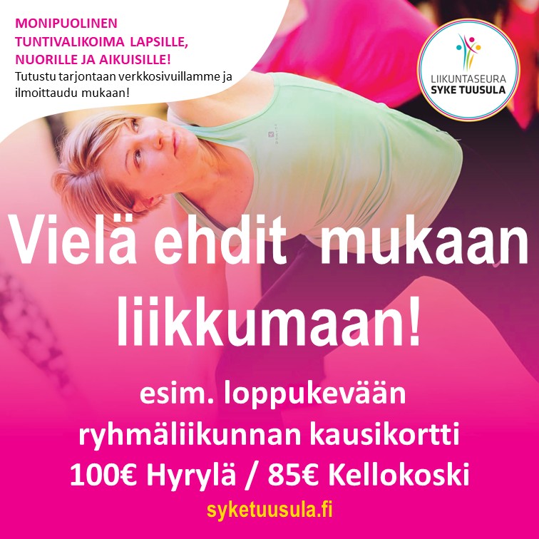 Kevään tunneille ehtii vielä!