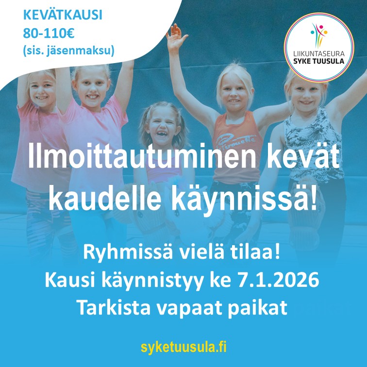 Kevään liikuntakausi käynnistyy 7.1.2026