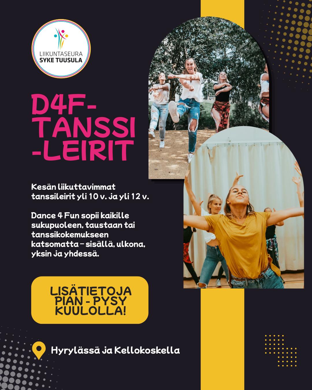 Tanssittaako kesällä? – Dance4Fun tanssileirit tulossa kesä/elokuussa
